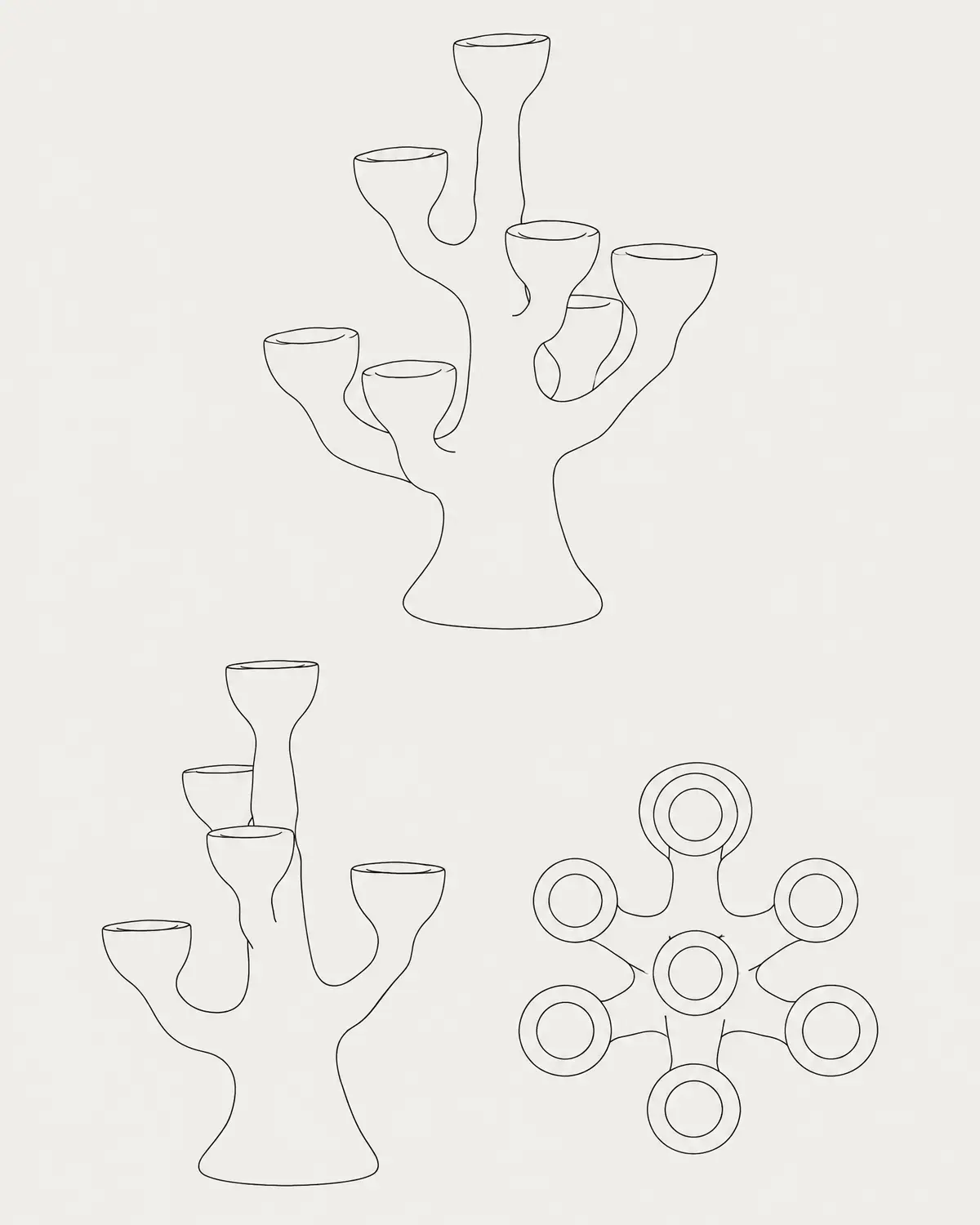 Top candelabra, line drawing