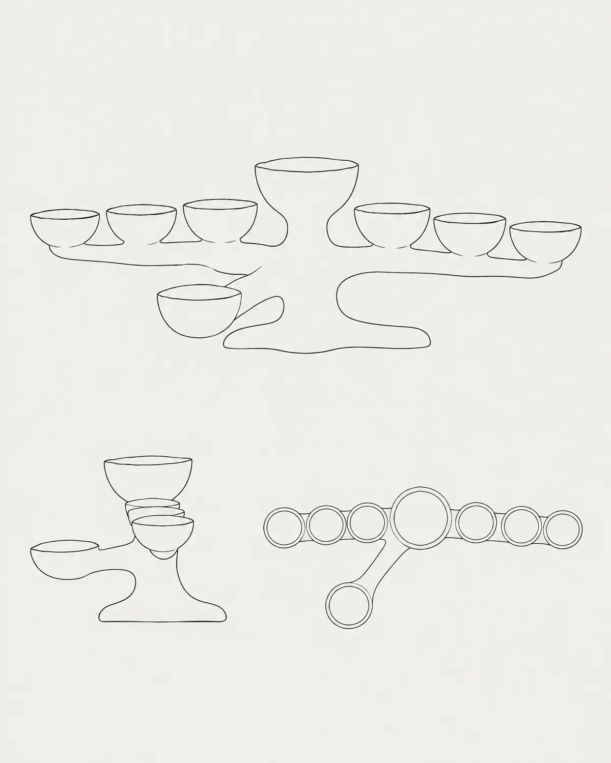 Top branch tealight holder, line drawing