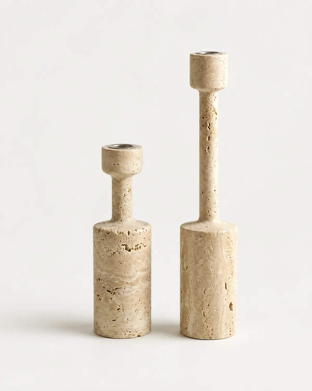 Top candleholders, travertine