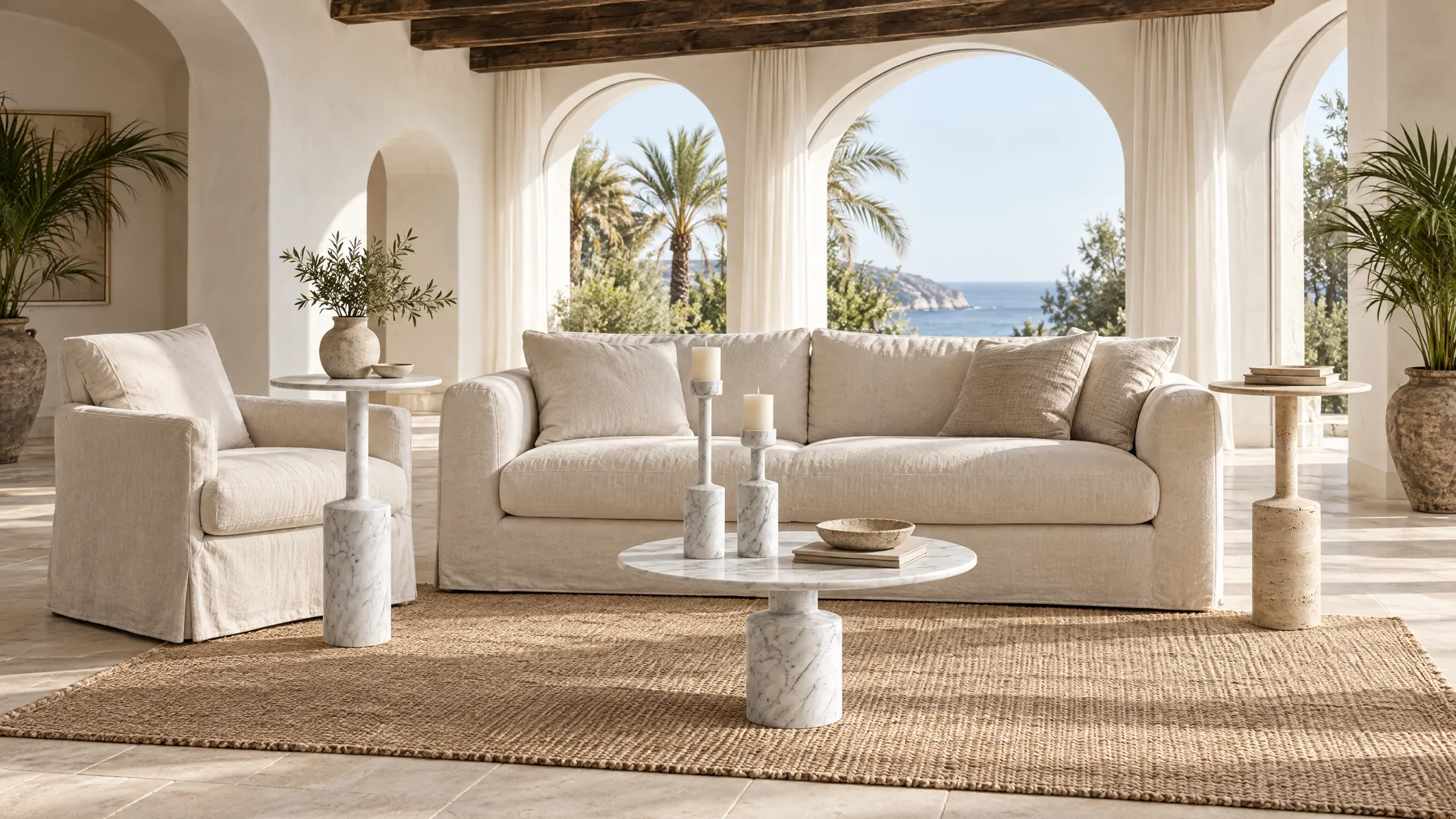 Top, with Top side table, marble, Top side table, travertine, Top low side table, Top candleholders, marble