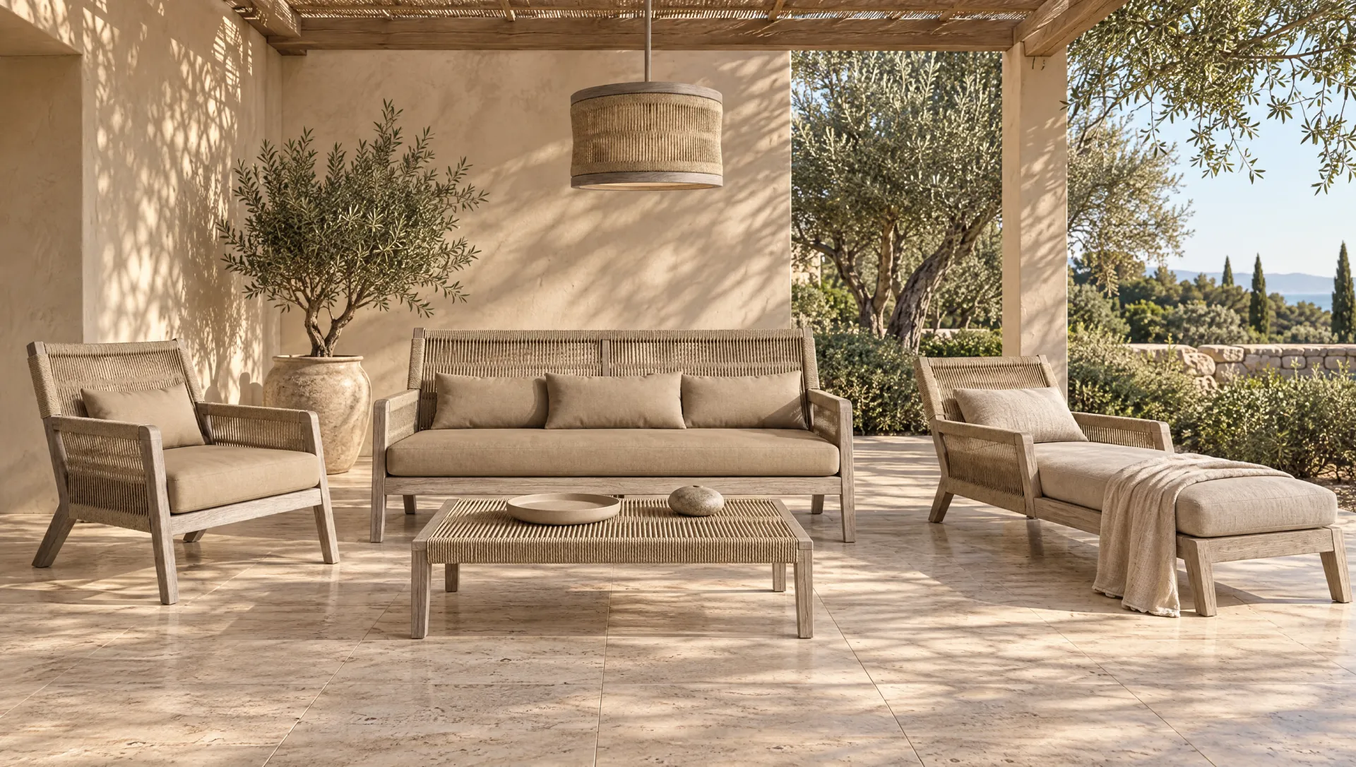 Out1, with Out1 lounge chair, Out1 sofa, Out1 coffee table, Out1 pendant, Out1 chaise