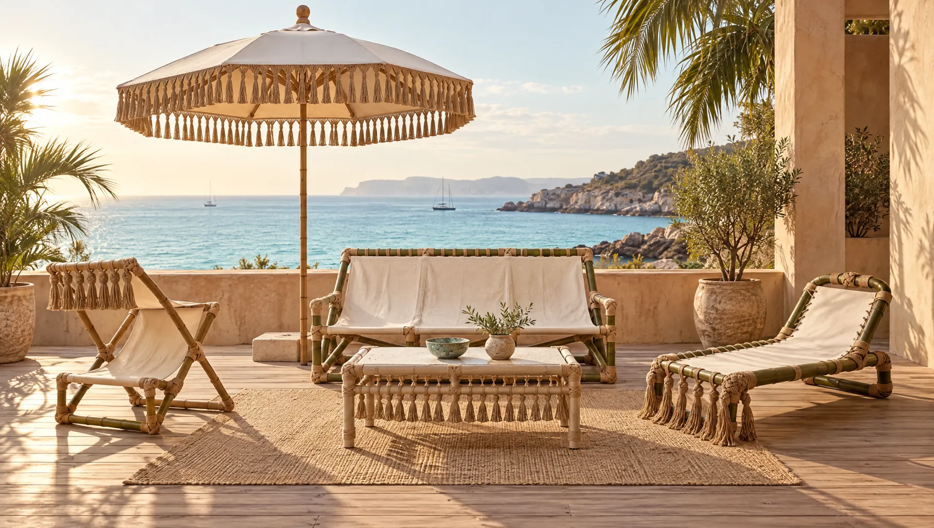 Out6, with Out6 sling chair, Out6 parasol, Out6 sofa, Out6 coffee table, Out6 chaise