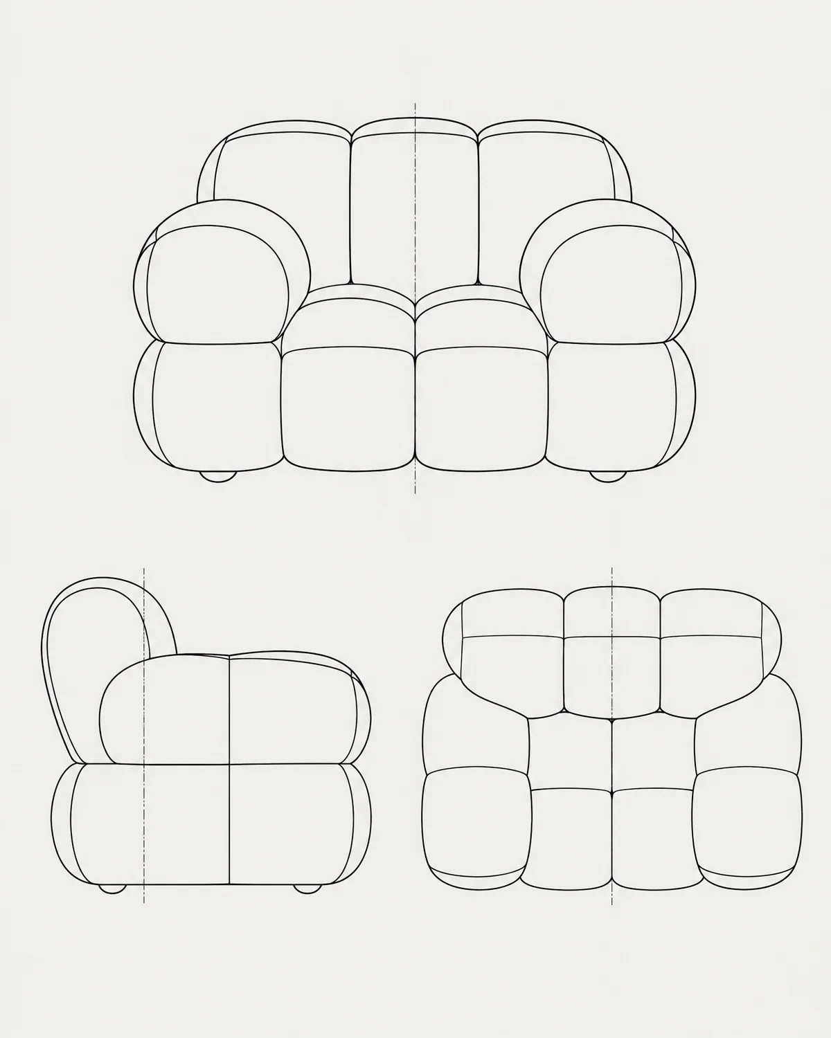 Cloud armchair, line drawing
