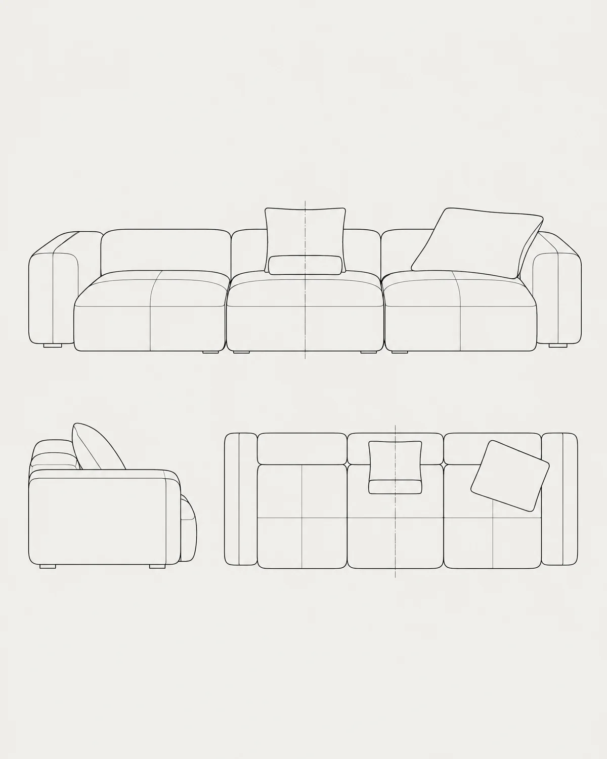 Modular sofa, line drawing