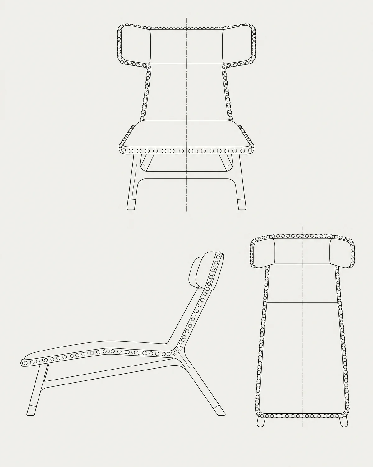 Chaise longue, line drawing