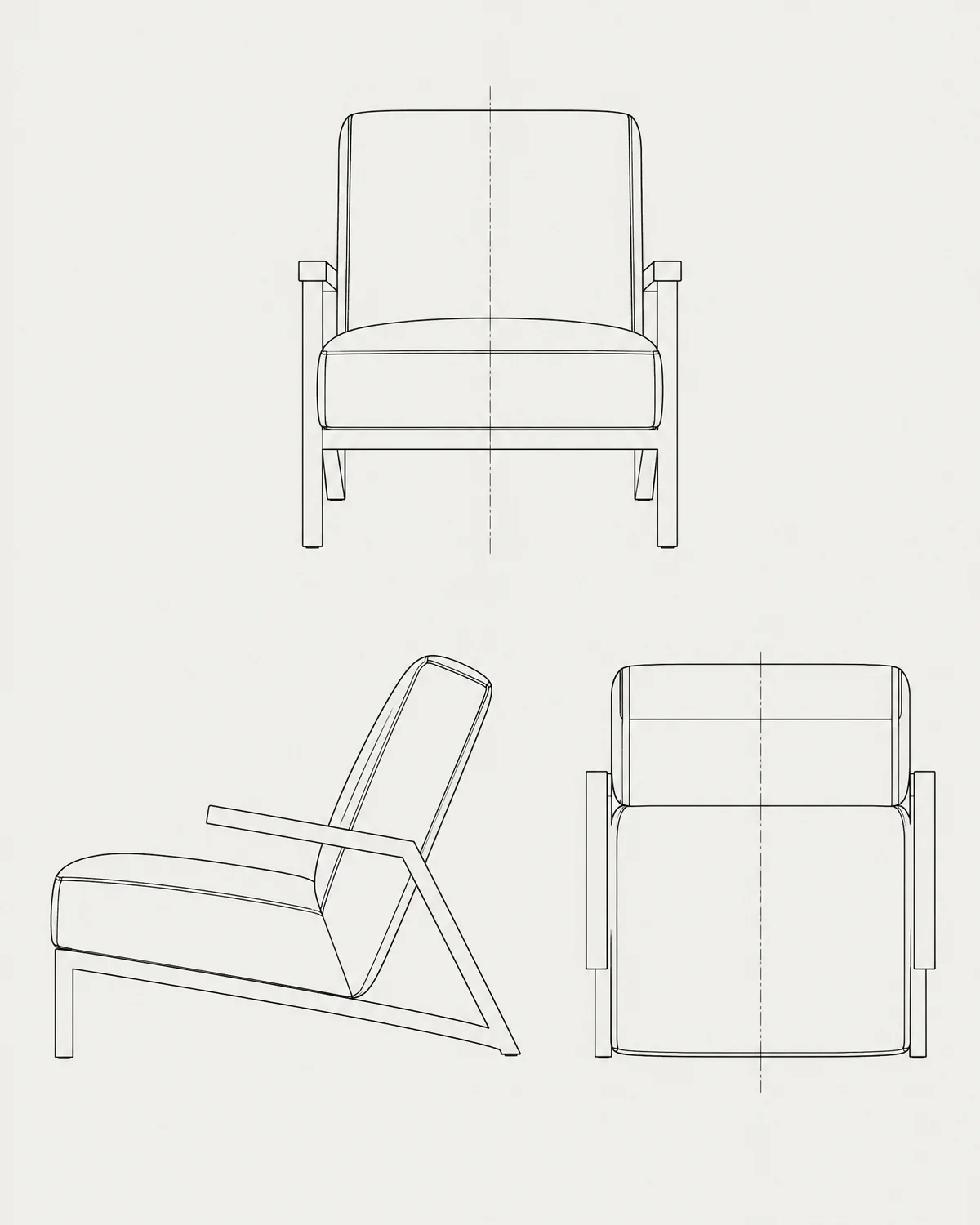 Cantilever lounge chair, line drawing