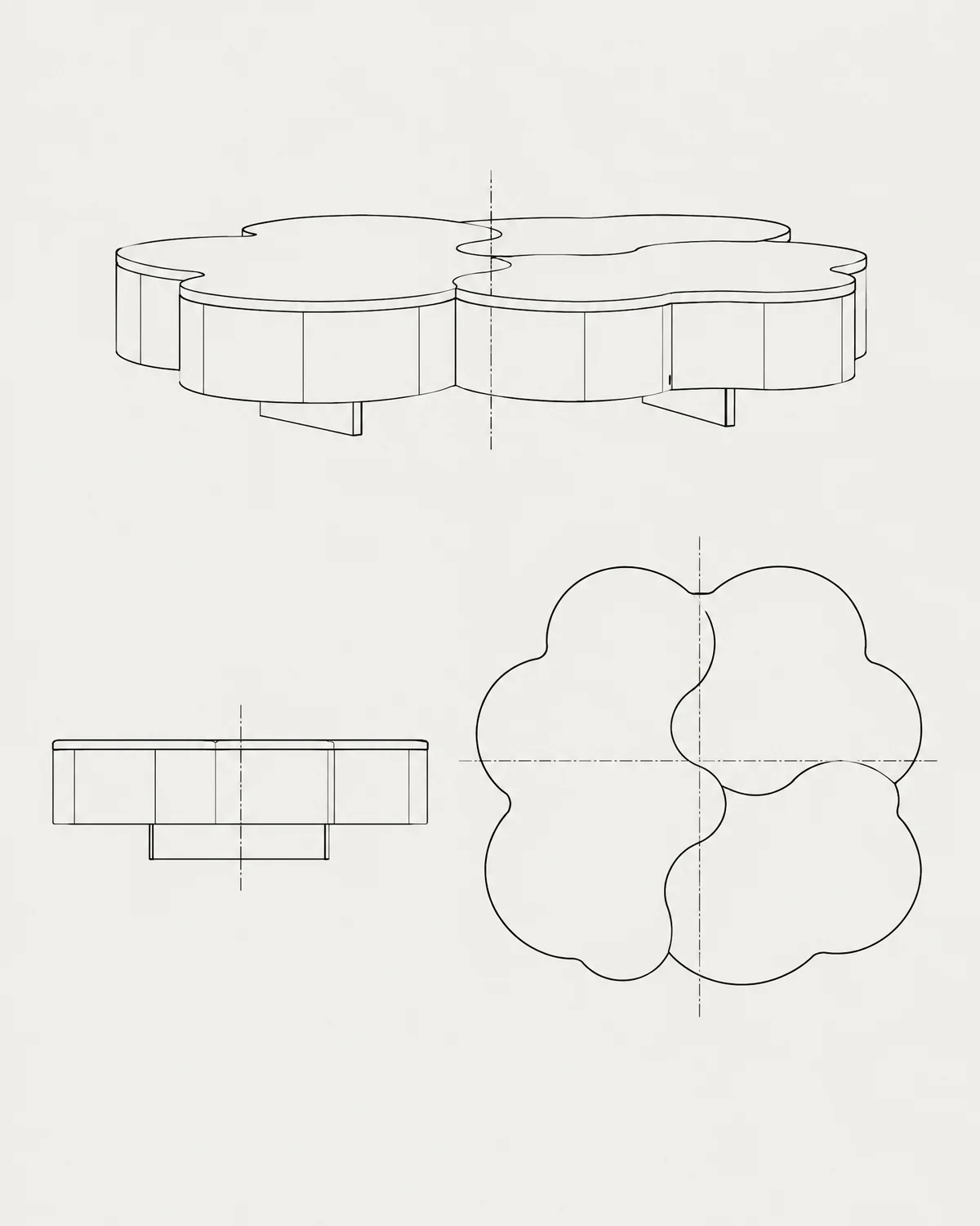 Cloud coffee table, line drawing