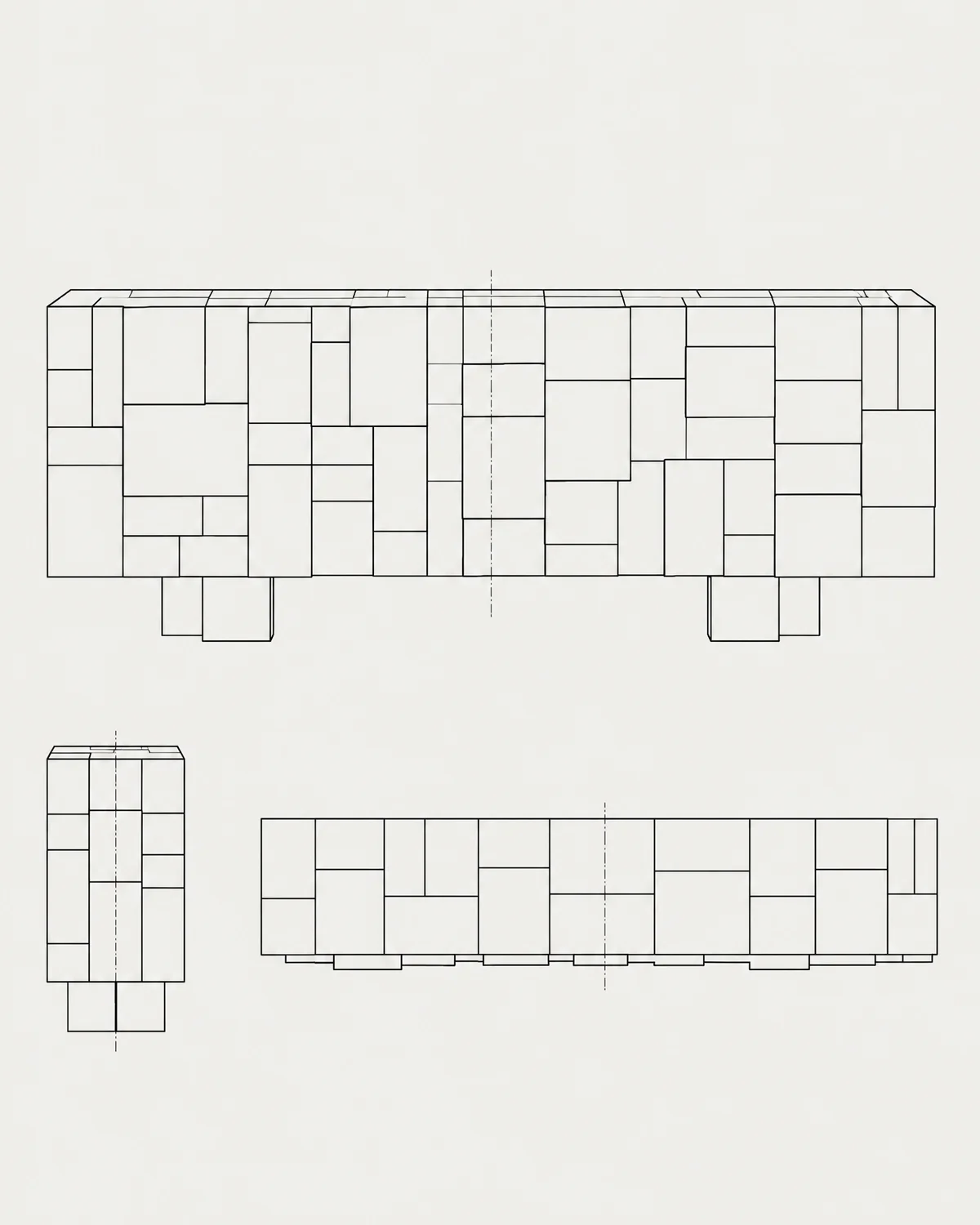 Block sideboard, line drawing