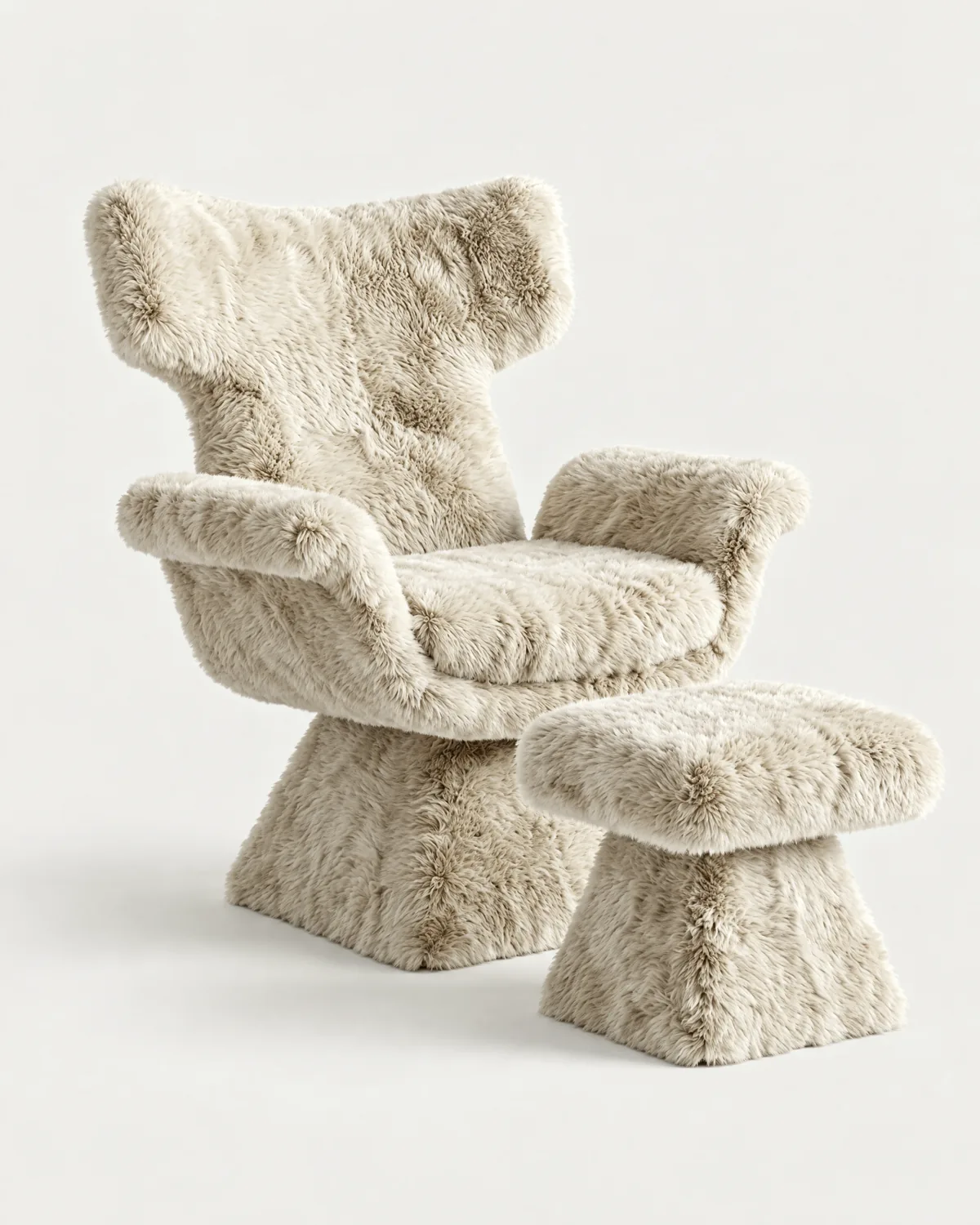 Shearling chair and ottoman